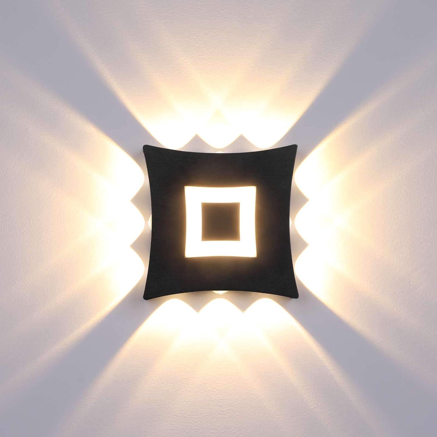 Applique Murale Moderne Led Cob 18 W Pour Intérieur/extérieur, Étanche Ip65, En Aluminium, Lumière Blanc Chaud 3000 K, Noire