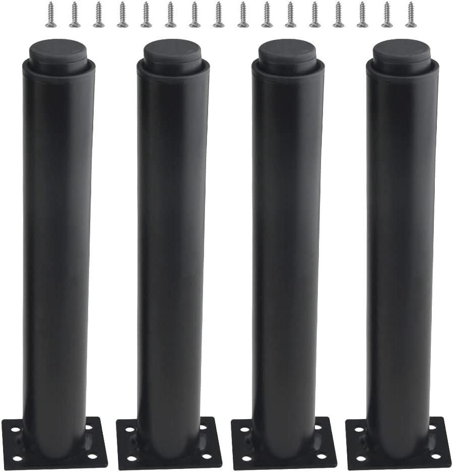 (25-42 Cm, Noir) Lot De 4 Pieds De Meubles Robustes En Métal Réglables Pour Tables, Lits, Canapés