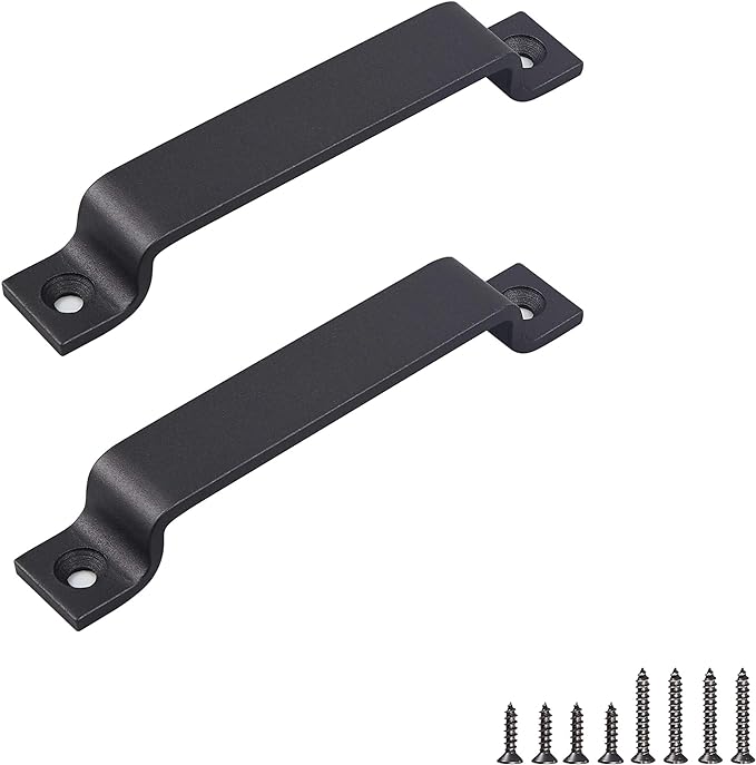 Poignée De Porte Coulissante De 180 Mm Pour Garage Ou Abri De Jardin - Aluminium Noir (lot De 2)