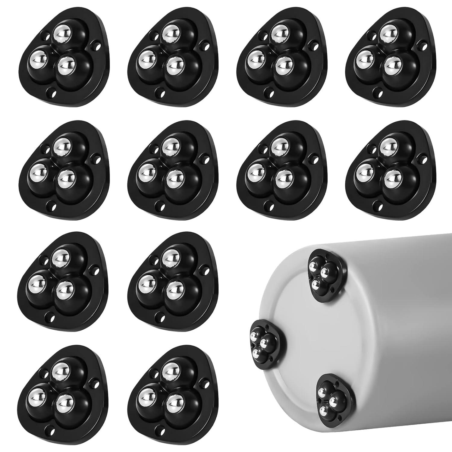12 Mini Poulies Adhésives (noires) Avec Roues Adhésives Pivotant À 360° Pour Le Rangement De Chaussures, De Jouets Ou De Voitures