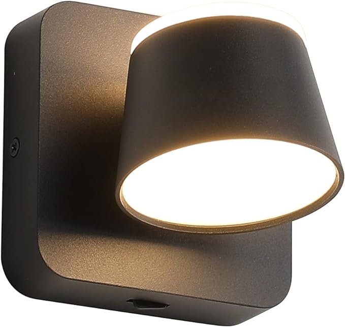 Applique Murale Led Noire, Lampe De Lecture Moderne Avec Éclairage Vers Le Haut Et Vers Le Bas, Orientable, Pour Intérieur.