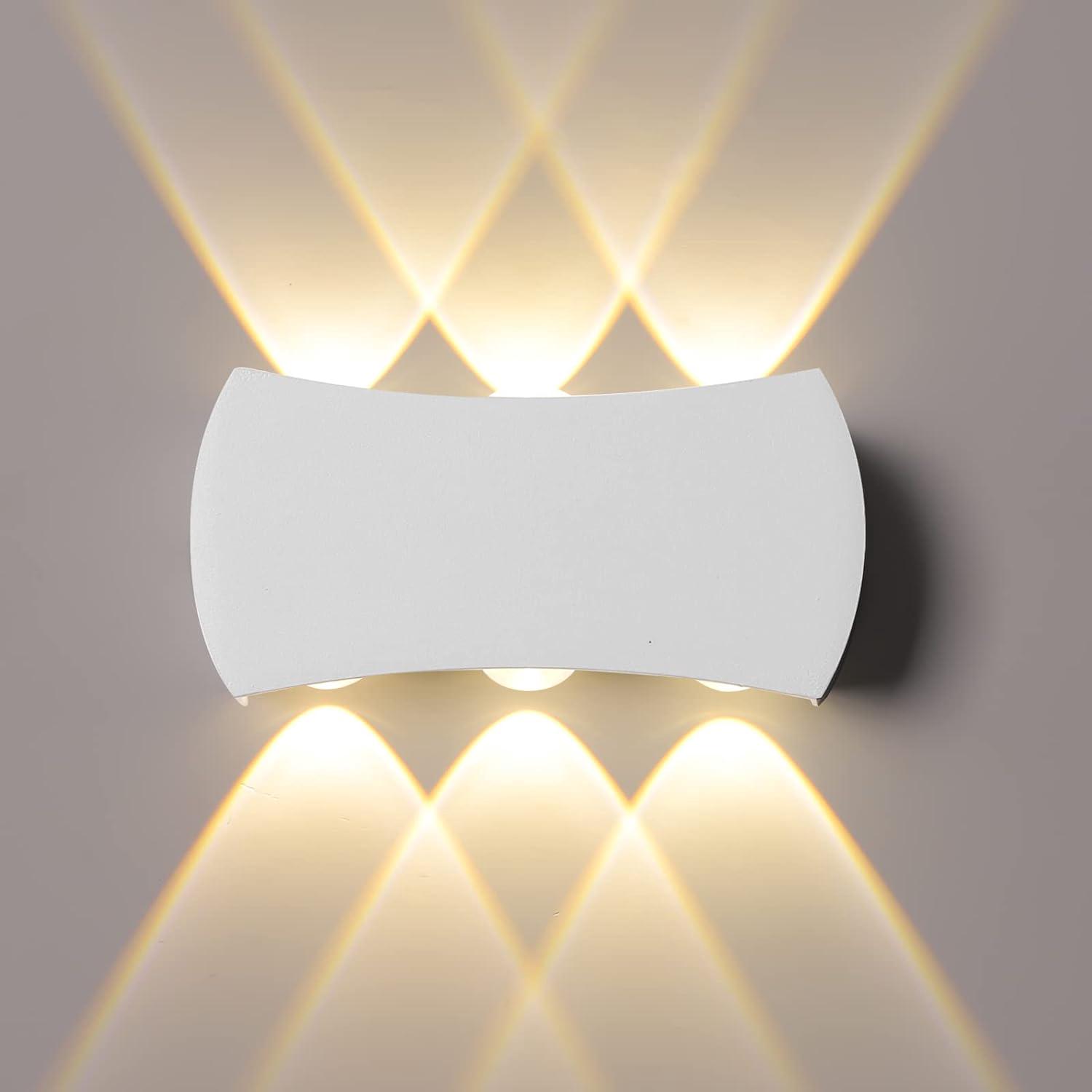 Applique Murale Led Intérieure 6 W, 1200 Lm, Étanche Ip65, Applique Murale Extérieure, Applique Murale Moderne En Aluminium, Blanc Chaud 3000 K 【blanc】