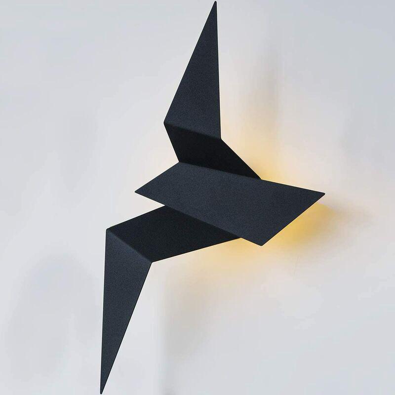 Applique Murale Led Moderne Style Oiseau En Vol (noir - 32,5 Cm) Pour Chambre, Salon