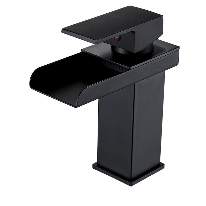 Mitigeur De Lavabo, Mitigeur Cascade Noir, Robinet D'Eau Chaude Et Froide Pour Lavabo