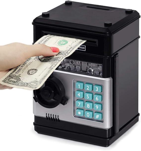 Tirelire À Code (noire), Tirelire Avec Porte-monnaie Électronique, Tirelire Distributeur Automatique De Billets, Cadeau Idéal Pour Les Enfants