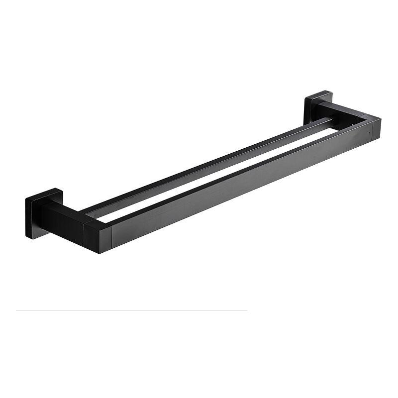 Porte-serviettes Double Pour Salle De Bain, 40 Cm, Barre Porte-serviettes Adhésive Noire, Porte-serviettes De Salle De Bain Sans Perçage, Porte-serviettes De Cuisine En Acier Inoxydable.