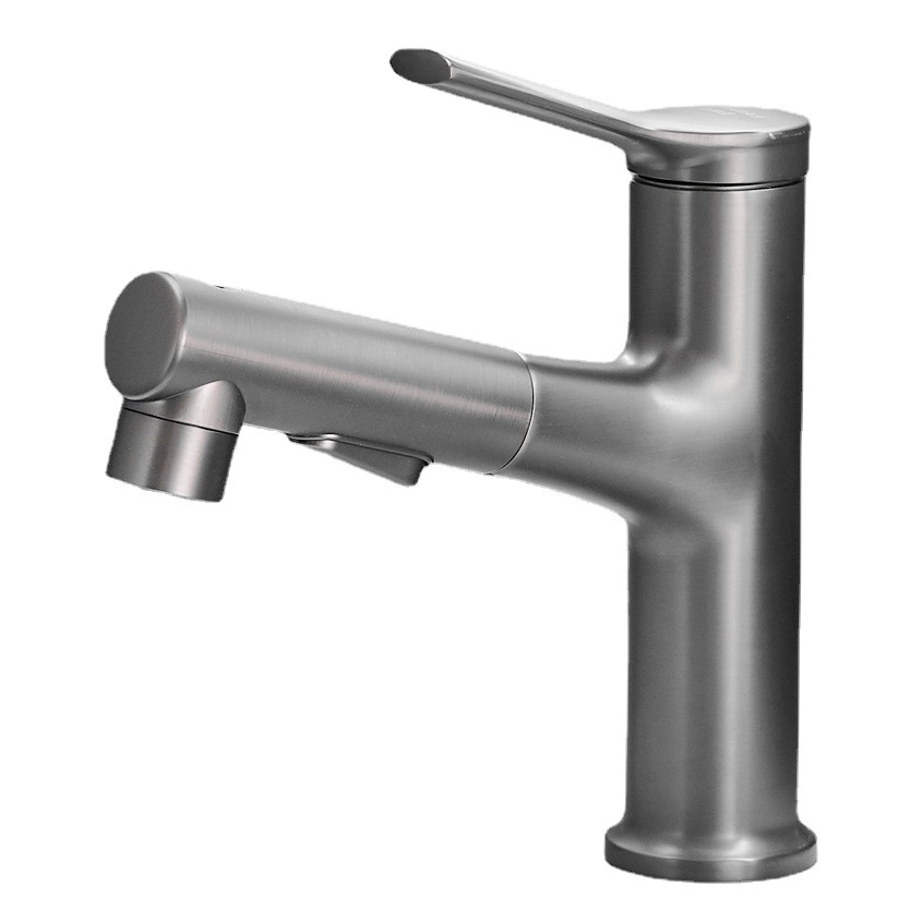 Robinet De Lavabo, Robinet De Salle De Bain Avec Douchette Extractible À 2 Jets, Noir Mat
