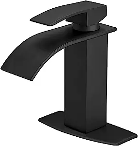 Robinet De Lavabo À Bec Cascade, Mitigeur Monotrou, Laiton, Noir Mat