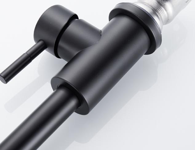Robinet De Cuisine En Acier Inoxydable, Vasque Noire, Universel, À Eau Froide Unique, Pivotant Verticalement.
