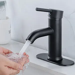 Robinet De Lavabo, Robinet De Salle De Bain À Poignée Unique, Noir