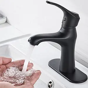 Robinet Mitigeur Monotrou Pour Lavabo, Robinet De Salle De Bain En Laiton Massif Sans Plomb, Noir Mat