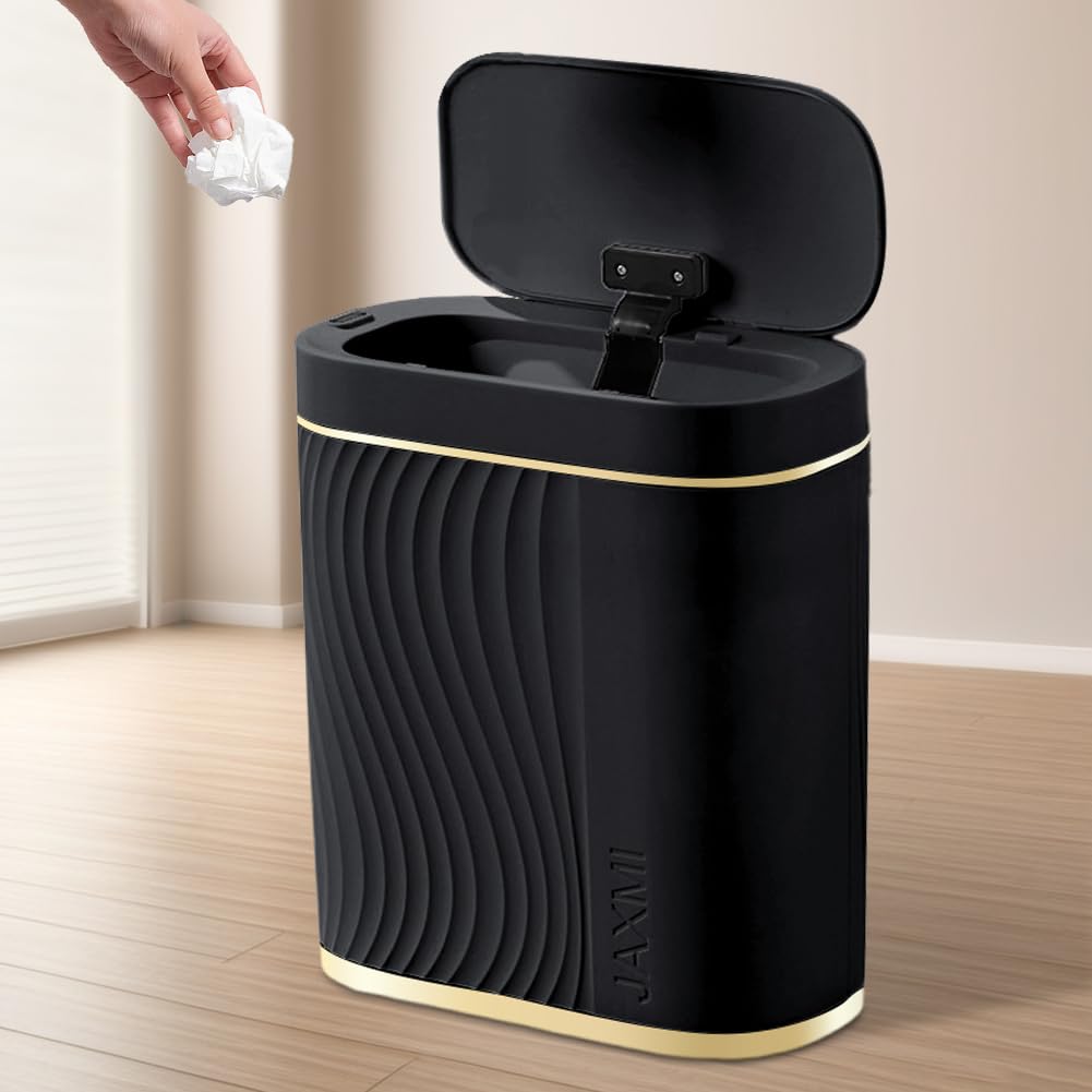 Poubelle De Salle De Bain, Automatique, Avec Couvercle, Étroite, Avec Capteur, 8 L, Convient Pour Salle De Bain, Cuisine, Salon, Chambre À Coucher (noir)