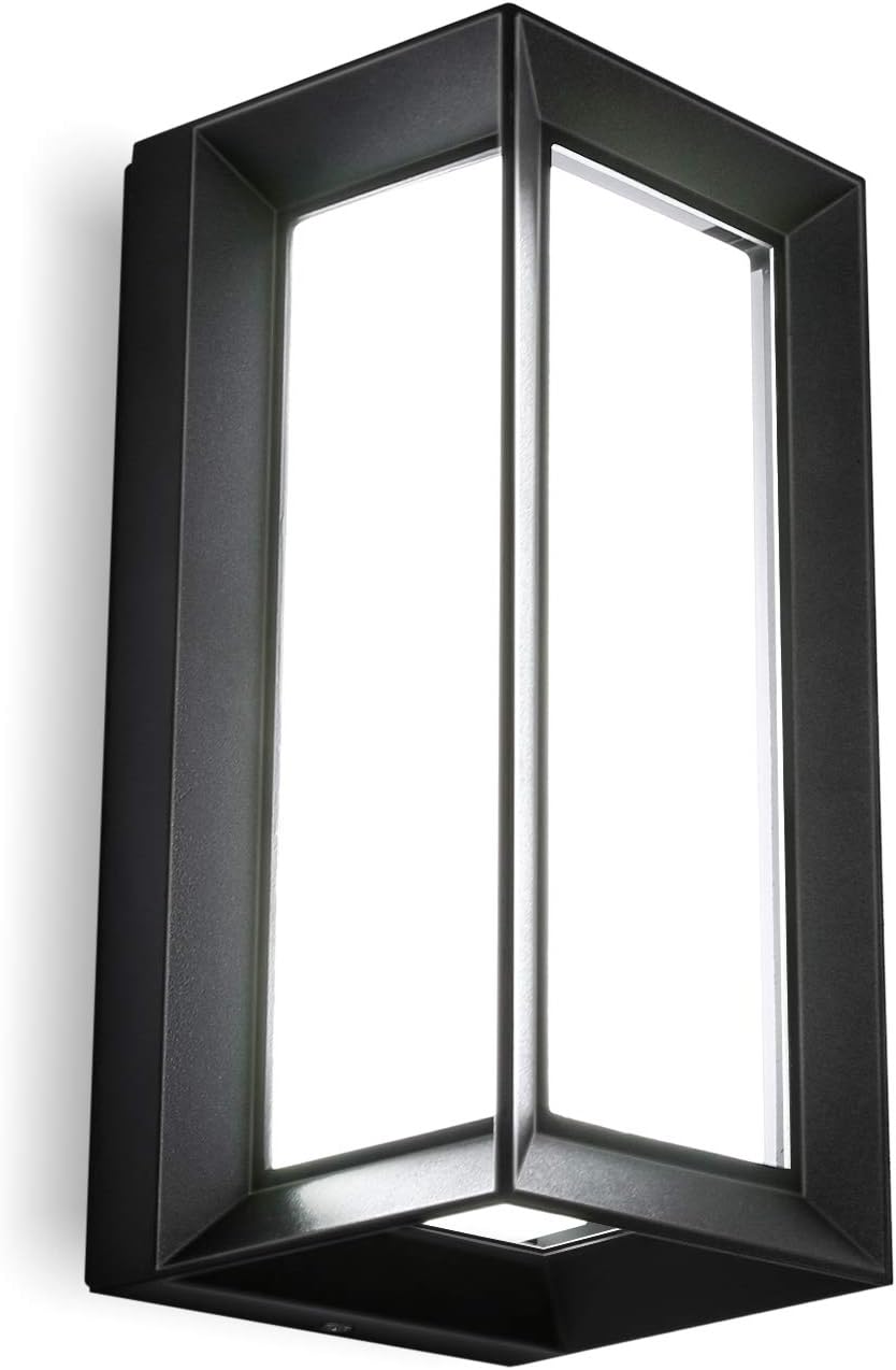 Applique Murale Extérieure Extérieur Moderne Jardin Éclairage Mural Extérieur Led Applique Murale Noir Mat Lampe Murale Ip65 Étanche Pour Intérieur Extérieur Porche Patio 12w Blanc Froid