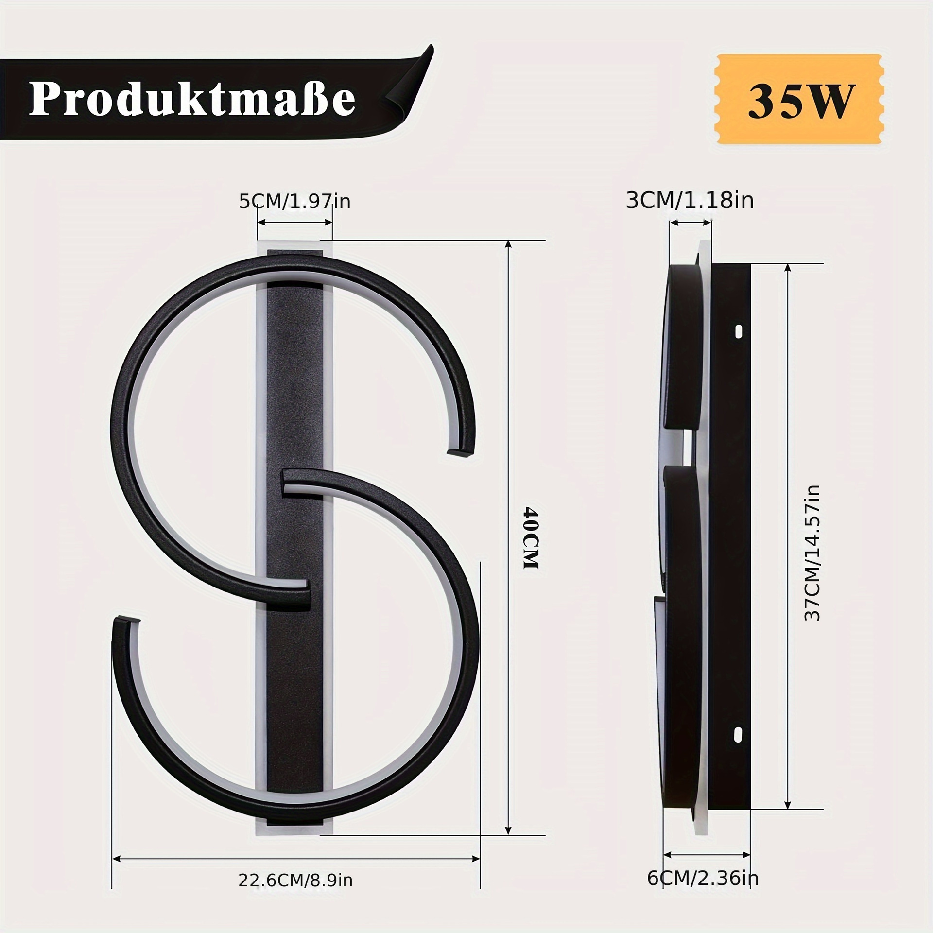 Plafonnier Led Noir À Intensité Variable, 35 W, Éclairage Annulaire Pour Salon