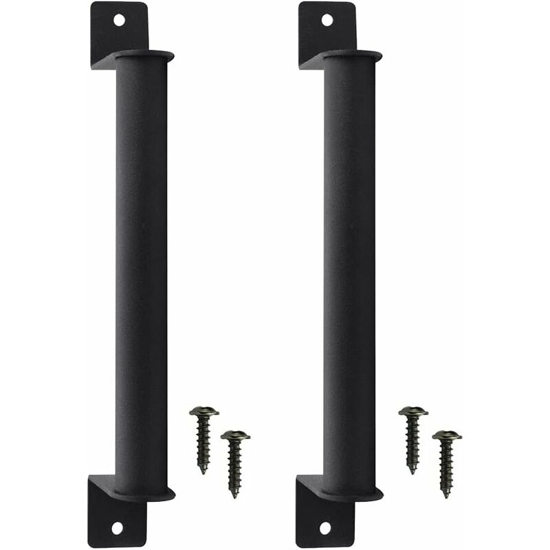 Hangbing,2 Pcs Poignée De Porte De Grange En Acier Carbone Durable Porte Style Grange Rétro Poignée De Porte Coulissante Anti-corrosion Avec Vis Pour Portes De Grange Coulissantes Placard - Noir