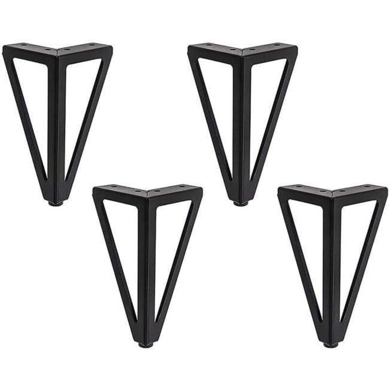 4x Pieds De Table En Métal Triangulaires 15cm Pieds De Meuble Style Moderne Pour Armoires Canapés Lit Noir