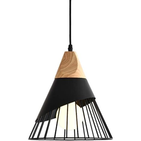Stoex – Lustre Rétro En Métal Noir – Suspension Industrielle En Cage E27 – Dimensions 25cm Diamètre, 30cm Hauteur – Cordon Ajustable 100cm