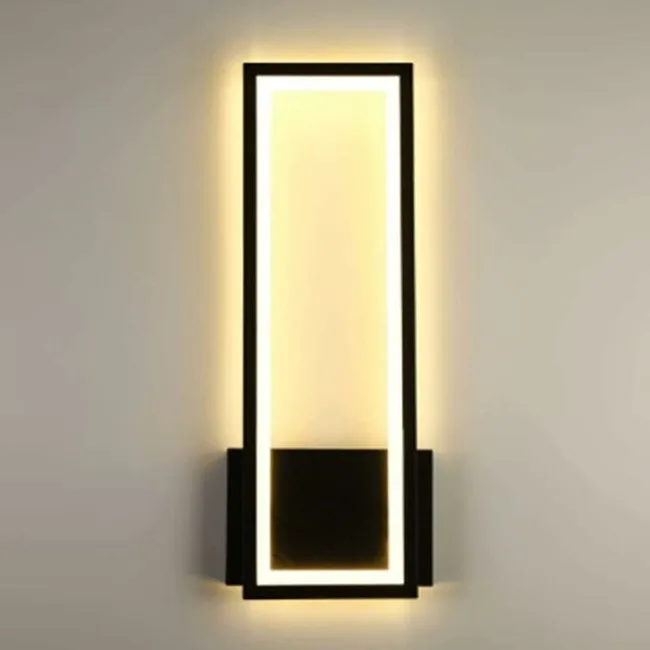 Applique Murale Led 16w, Moderne Rectangulaire, Éclairage Acrylique Pour Chambre Couloir Salon Escalier (noir, Lumière Blanche Chaud 3000k)