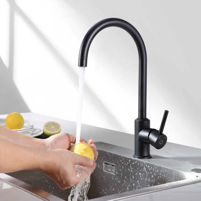 Mitigeur De Cuisine, Robinetterie Noir En Acier Inox, Robinet De Cuisine Monocommande, Rotatif À 360 °