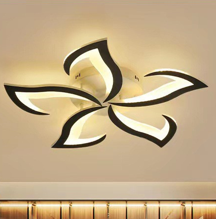 Plafonnier Led Moderne, 65 W, Trois Couleurs, 5 Têtes, Noir, Pour Salon, Chambre, Salle À Manger Et Cuisine