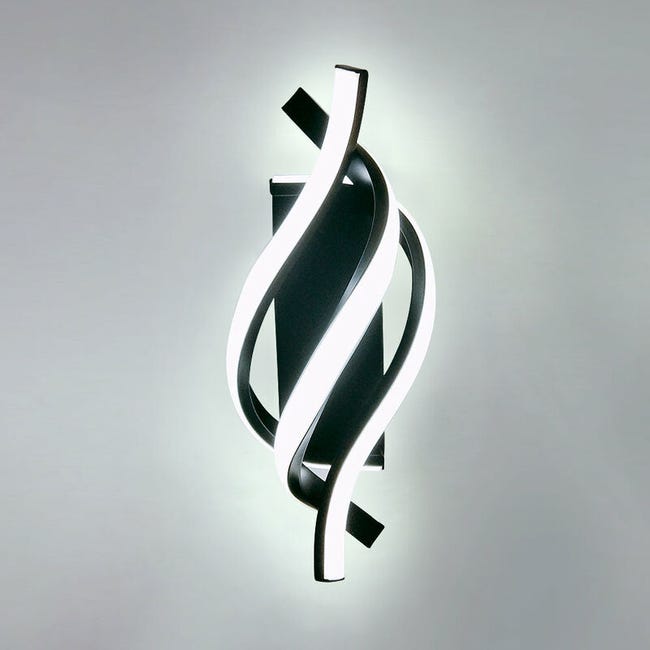 Applique Murale Interieur, Lampe Led Murale Moderne 18w Design Incurvée Ip20, Applique Murale Led 6000k Lumière Blanche Froide 1620 Lumens Noir Ip20