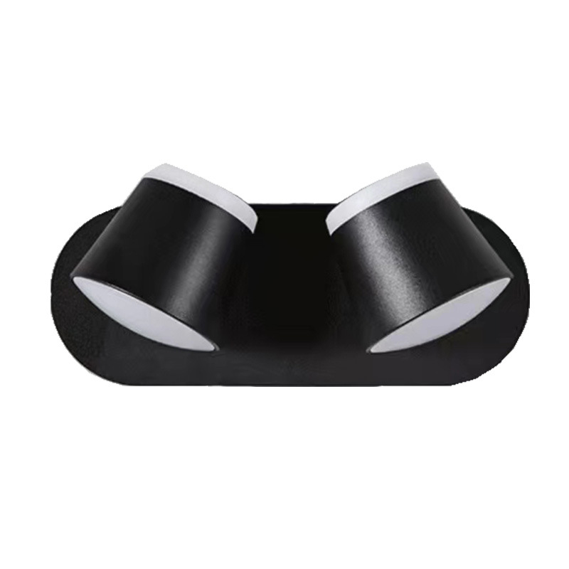 Applique Led Murale Extérieure 16 W Aluminium 2 Spots Rotatifs 360 ° Blanc Chaud 3000 K Noir