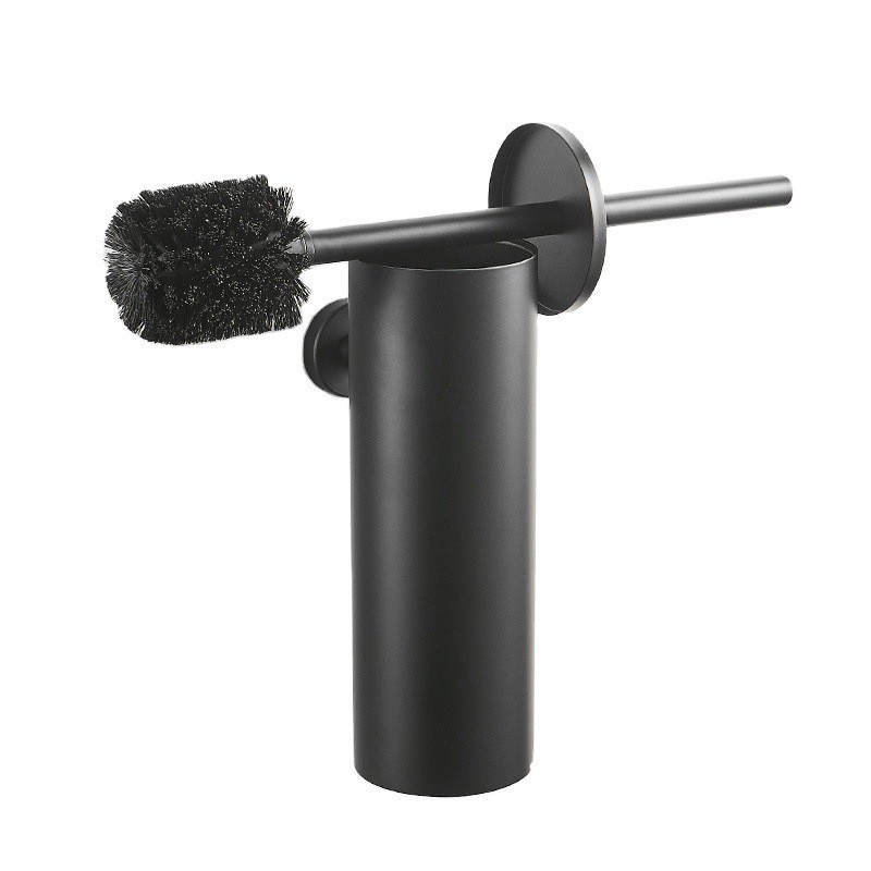 Brosse Wc En Acier Inoxydable Avec Couvercle Anti-éclaboussures Fermé Et Tête De Brosse Remplaçable 8 X 8 X 39 Cm (noir)