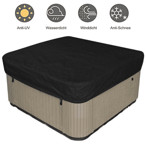 Couverture Pour Spa De Jardin 244 X 244 X 30 Cm, Noire, En Tissu Oxford 2100d, Imperméable, Anti-poussière Et Anti-uv, Pour Baignoire Spa Extérieure.