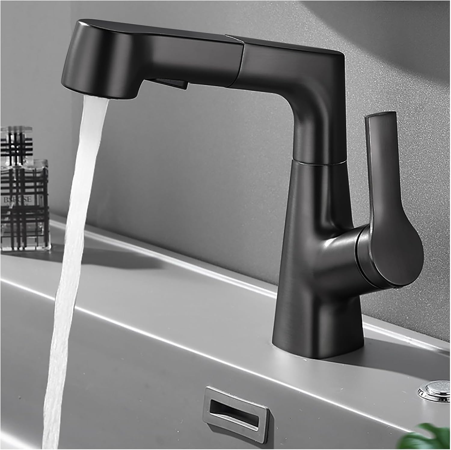 Robinet De Cuisine Noir Avec Pulvérisateur, Flexible, Rotatif À 360°, Eau Chaude Et Froide, 2 Jets Disponibles (noir)