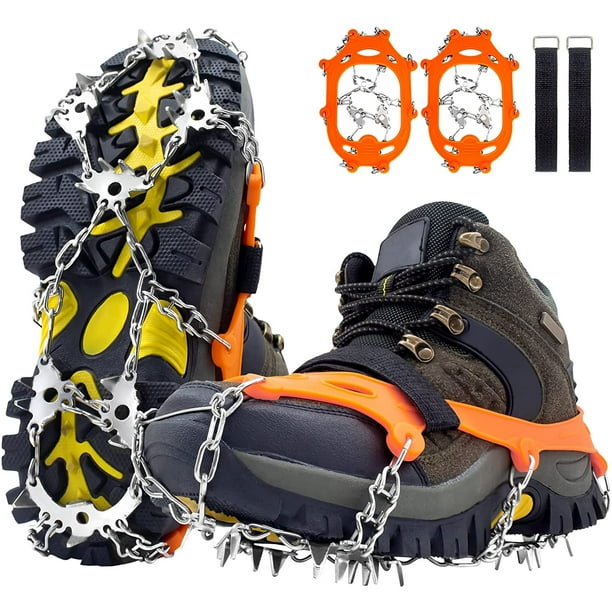 Crampons À Glace, 19 Pointes En Acier Inoxydable Pour Chaussures De Randonnée Antidérapantes, Excellente Protection Pour Hommes Et Femmes Lors D'Activités Hivernales En Extérieur (noir, Xl)