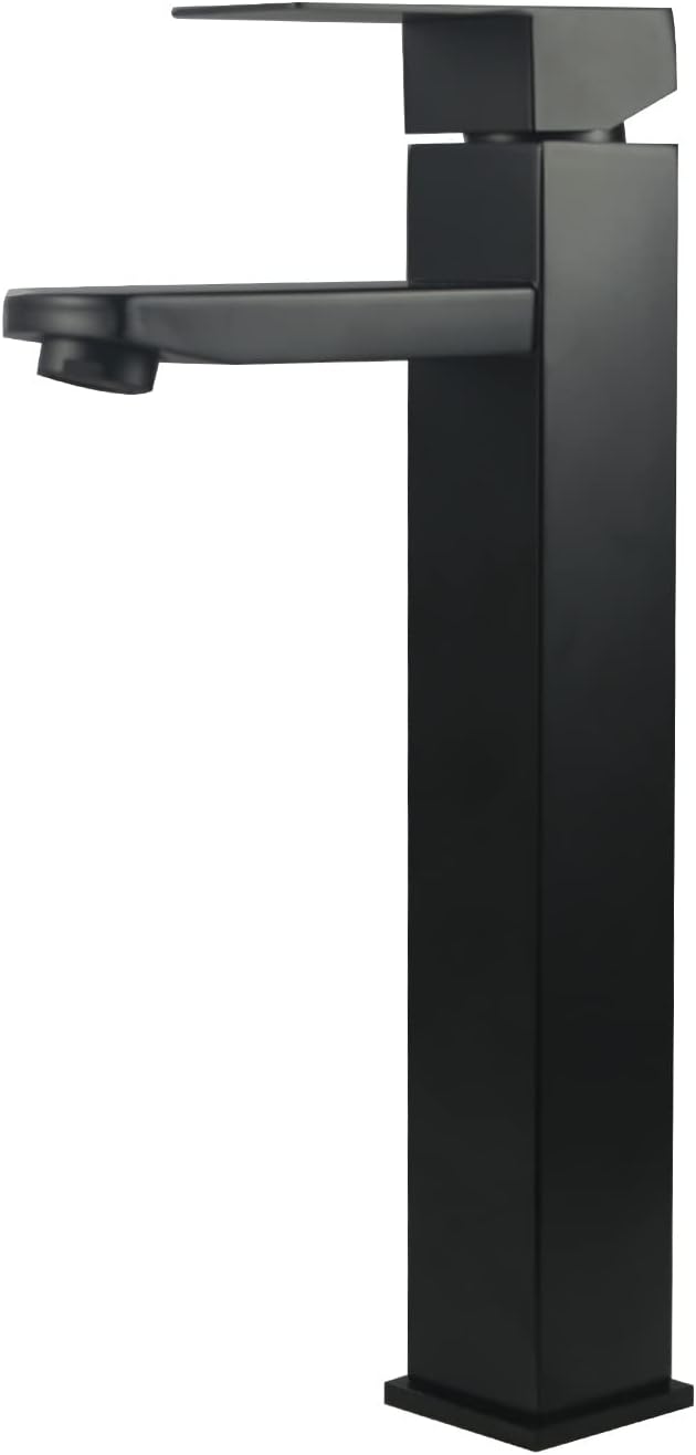 Mitigeur Lavabo Acier Inoxydable Levier Unique Eau Chaude Et Froide Avec Tuyaux Inclus Noir, 31cm