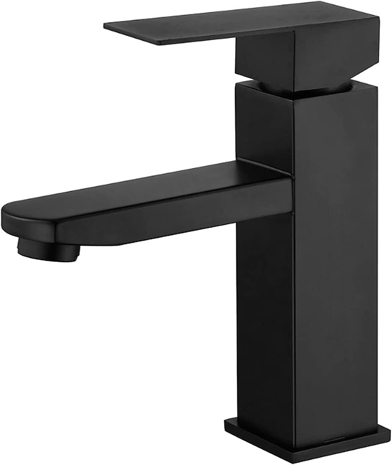 Mitigeur Lavabo Acier Inoxydable Levier Unique Eau Chaude Et Froide Avec Tuyaux Inclus Noir, 18cm