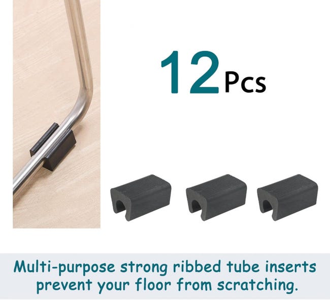 12pcs Patin Pied Chaise Tube Rond Embout Tube Pied Table Fauteuil Tampon Meuble Forme Rectangle Noir（convient Pour Tube De 14mm）