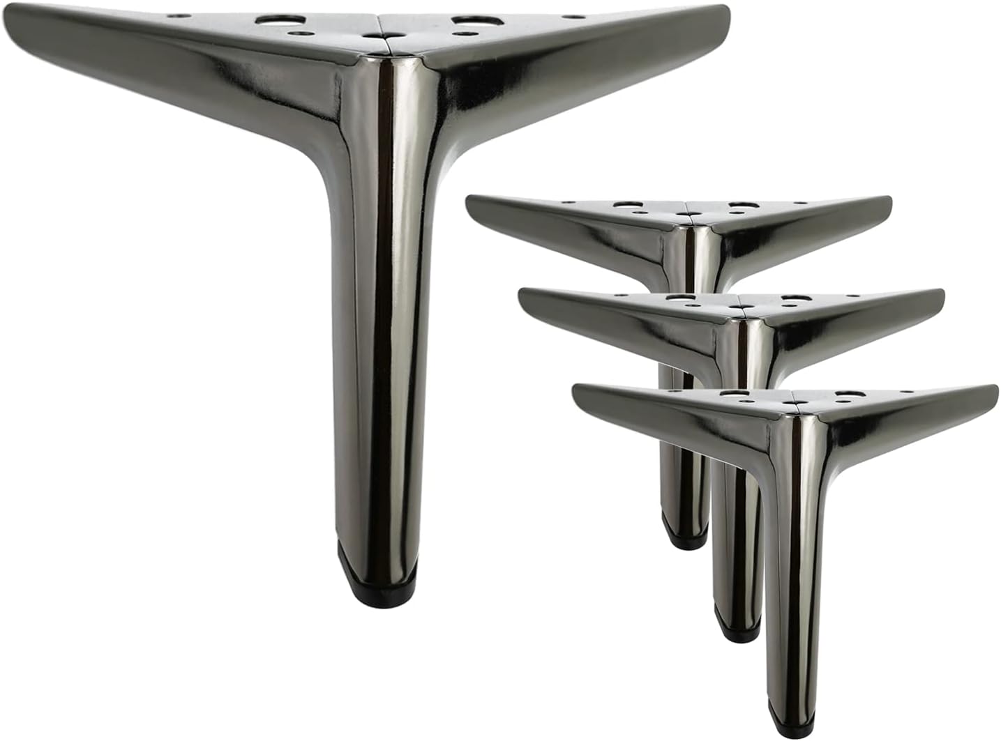 Pieds De Meubles Lot De 4 Pieds De Noir De Titane Meubles Triangulaires, Processus De Polissage De Galvanoplastie, Pour Armoire, Canapé(25cm )