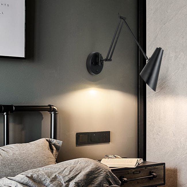 Applique Murale De Lecture Applique Murale À Bascule En Fer Applique Murale Industrielle E27 Éclairage Éclairage Domestique, B01 Noir (sku Produit : 92303500 Sku Offre : 711liu72)