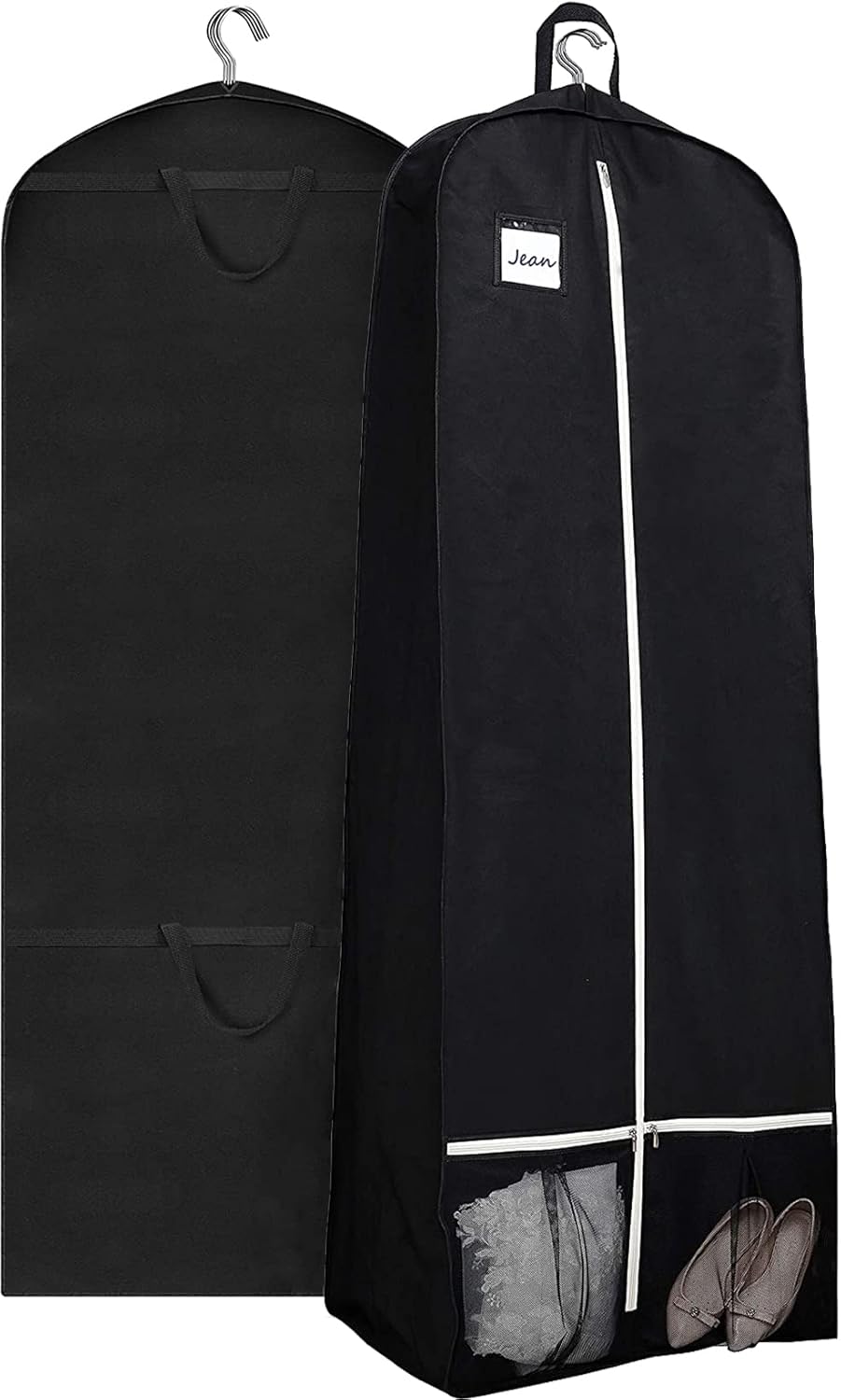 Misslo Housse De Transport À Soufflet Pour Robe De Mariée Avec 2 Poches Supplémentaires Noir 38 X 183 Cm