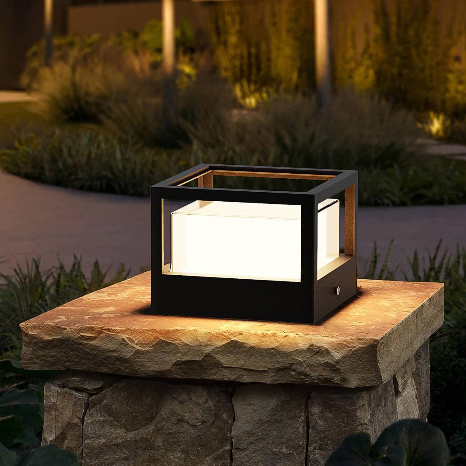 Lampadaire D'Extérieur Led 15 W Ip65 En Aluminium, Blanc Chaud, Pour Allées De Jardin, Noir, Longueur : 16 X 16 X 12 Cm