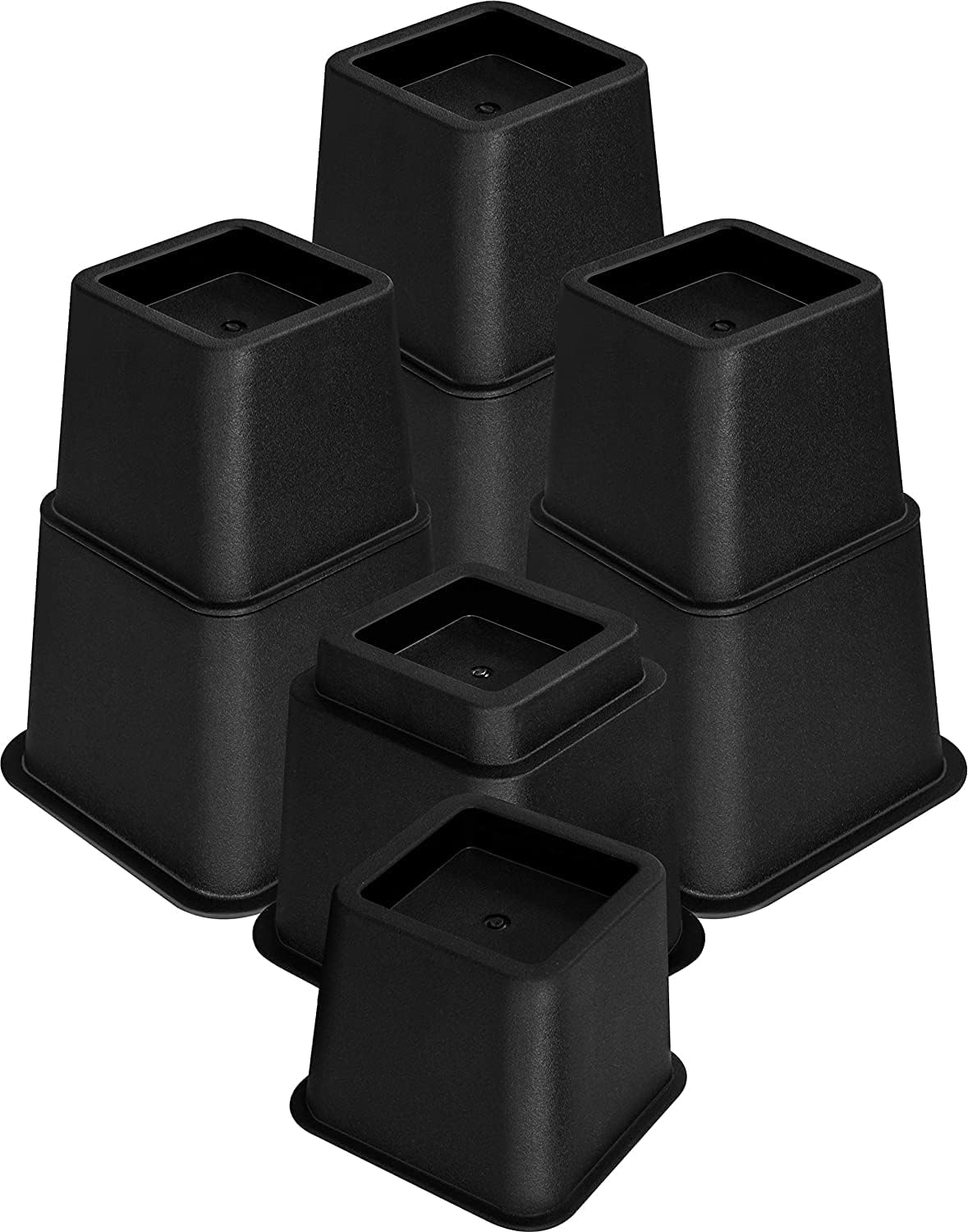 Pcs Pied Rehausseurs Meubles Réglables (4 Hauts, 4 Courts) - Rehausseurs Peu Encombrants Pour Lit, Table Et Canapé (8 À 20 Cm)(noir)