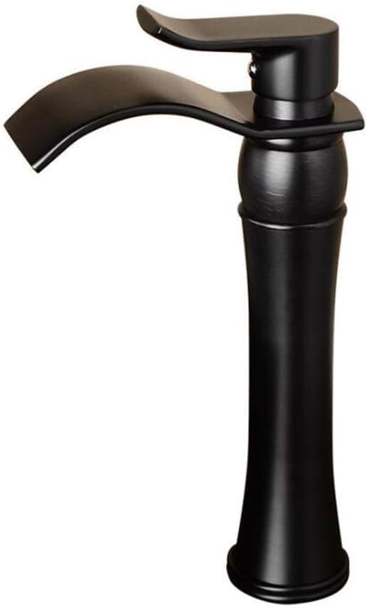 Robinet Mitigeur Cascade Pour Lavabo De Salle De Bain En Laiton - Robinet Chaud Et Froid (noir)