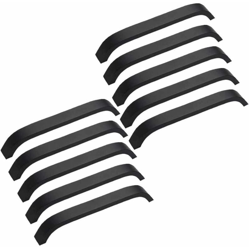 Lot De 10 Poignées Noir De Meubles Moderne 160mm Poignées Pour Porte Placard Armoire Avec Vis
