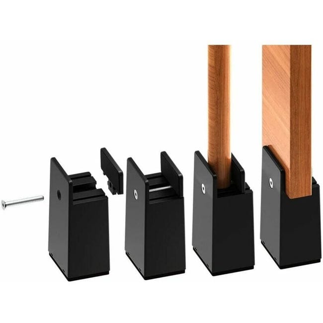 Ulisem Lot De 4 Rehausseurs De Chaise Réglables De 0 À 38mm - Rehausseurs De Meubles De 10cm Avec Vis De Fixation - Noir (sku Produit : 96549533 Sku Offre : 25702jjt16)