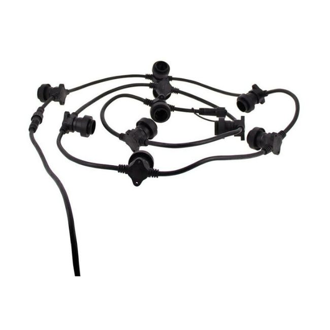 Xanlite - Guirlande Guinguette Led Noire, Compatible Ampoules E27, 5m Extensible - Grl5230vb