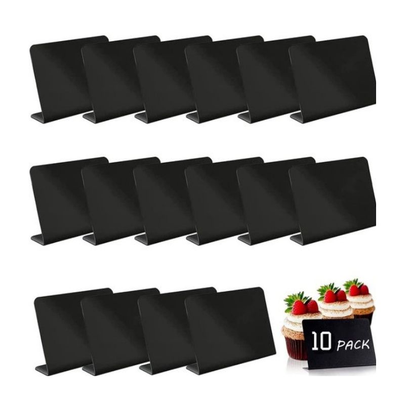 Lot De 16 Mini-ardoises Noires - Étiquettes Alimentaires Noires - Pour Table De Jardin, Fête, Bureau - Noir - 10 X 7,5 Cm