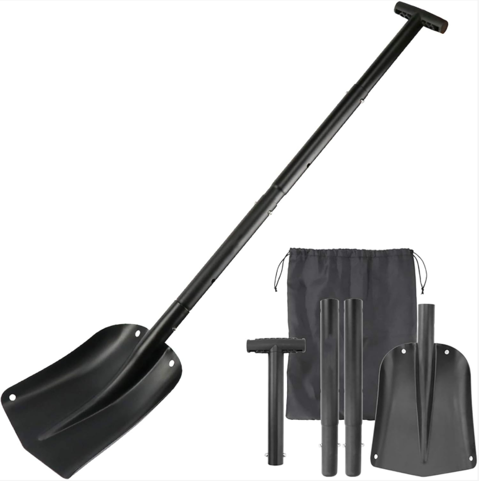 Pelle À Neige De Voiture À Long Manche De 82cm, Petite Pelle En Métal Amovible, Outil À Sable Et À Glace En Aluminium, Noir