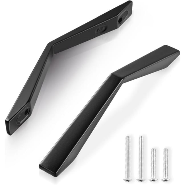Lot De 10 Poignées De Porte De Cuisine, Diamètre 96 Mm, Aluminium Noir, Avec Vis (25 Mm Et 35 Mm) (référence Produit : 95465221 Référence Offre : Lehua25.3.25-21)