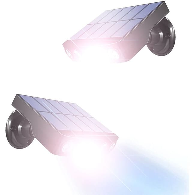 Lot De 2 Lampes Solaires D'Extérieur Avec Détecteur De Mouvement, Projecteur Solaire D'Extérieur À 360 ° [1200 Mah] (noir) (sku Produit : 95197258 Sku Offre : Lehuamwj239)