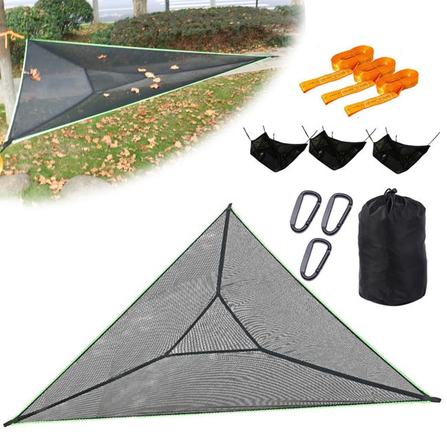 Hamac Triangle Hamac Portable Multi-personnes 3 Points Design Capable De Tenir 2-3 Adultes, Pour Voyage, Cour, Camping- Noir-280x280x280cm