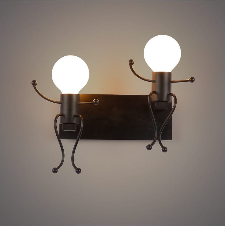 Applique Murale Robot, Applique Murale Créative Caractéristique Lampe , E27 Convient Pour Chevet Chambre, Chambre D'Enfants Applique Murale (noir)