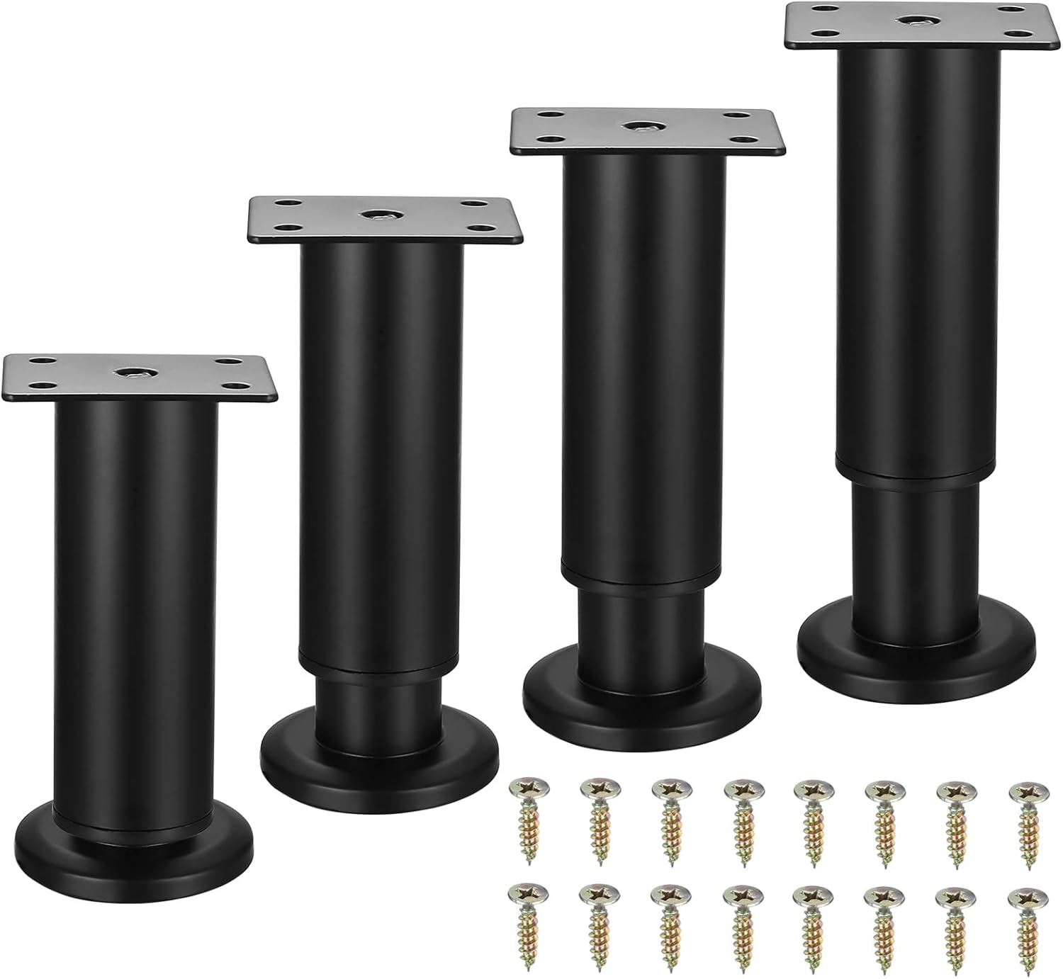 Pieds Réglables Pour Meubles, Pieds Noir 12-18 Cm, Pieds De Support En Métal Pour Armoires, Tables, Canapés, Lits, Pieds Ajustables