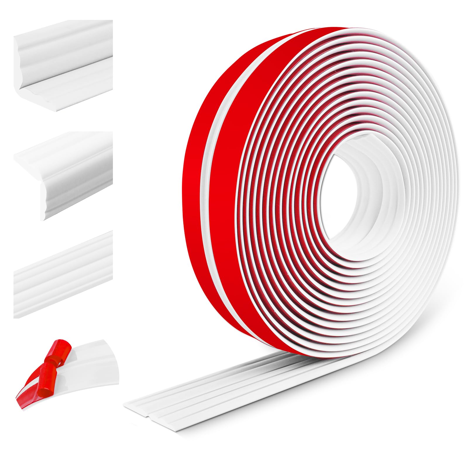 Moulure Décorative Moulure Murale Adhesive Protection Angle Mur Baguette D'Angle Pvc Plinthe Souple Pour Les Murs Sols Protection Des Bords (40mm×6m, Blanc)